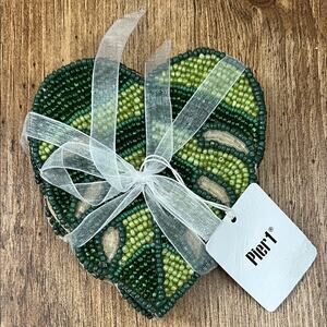 Pier 1 Set of 4 Palm Leaf Beaded Coasters
